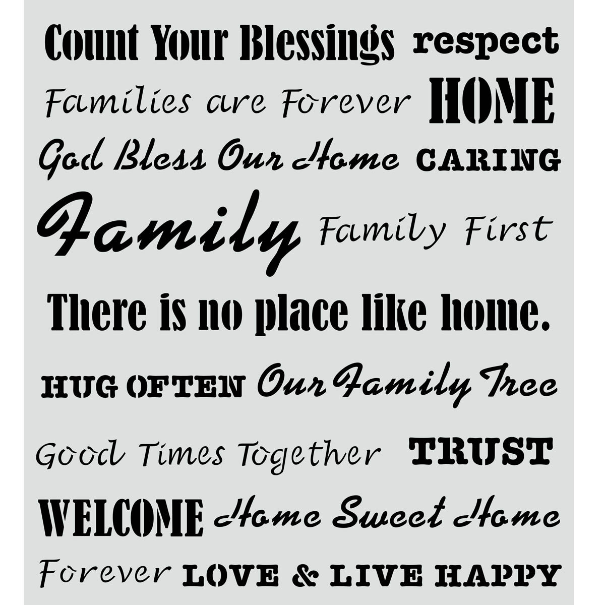 Mixed Media Stencil - Family Words \u0026 Phrases, image size:1200x1200