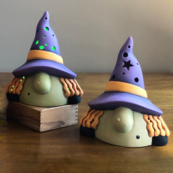 Witch Gnome - Ceramic Witch - Ready To Paint - Ceramic Bisque - selling Gnome - Halloween - Halloween Gnome - Clay Magic Gnome - Gnome Witch -